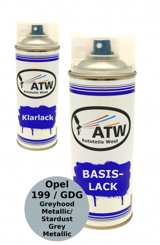 Autolack für Opel 199 / GDG Greyhood Metallic / Stardust Grey Metallic+400ml Klarlack Set